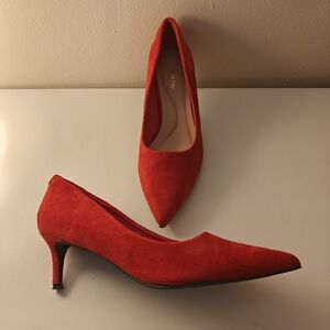 Elegant Red Suede Heels